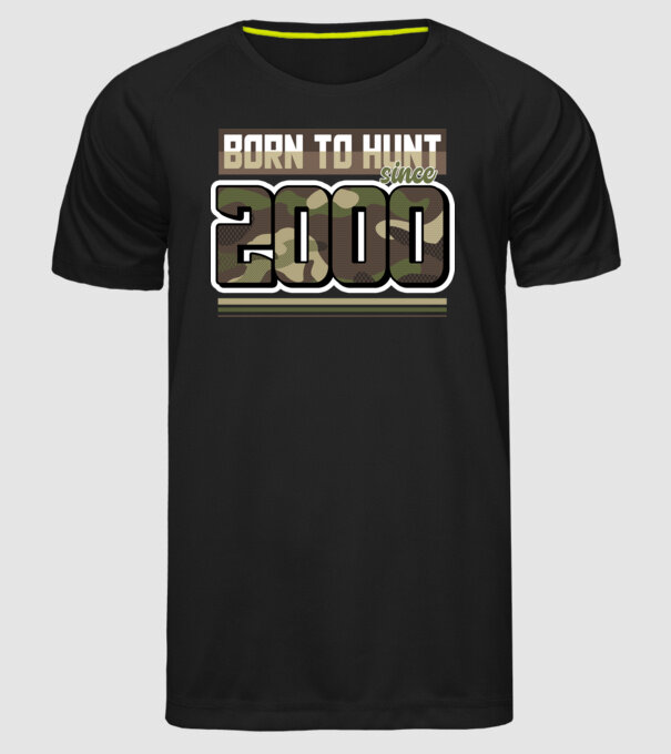 Born to hunt since 2000 model negru pe tricou