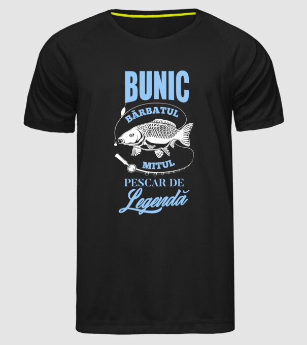 Bunic - bărbatul, mitul, pescar de legendă model negru pe tricou