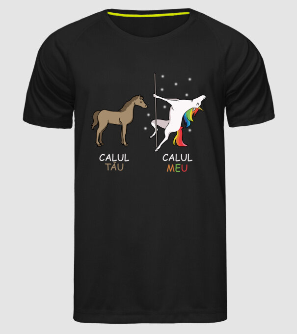 calul tău - calul meu model negru pe tricou
