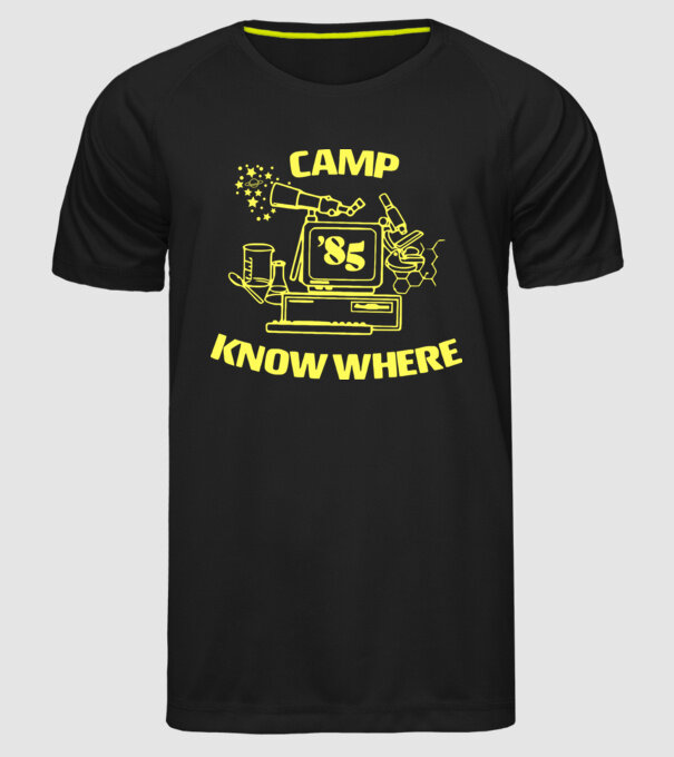 camp nowhere 85 stranger things model negru pe tricou