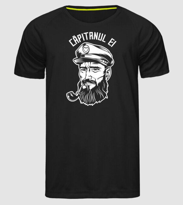 Căpitanul ei model negru pe tricou