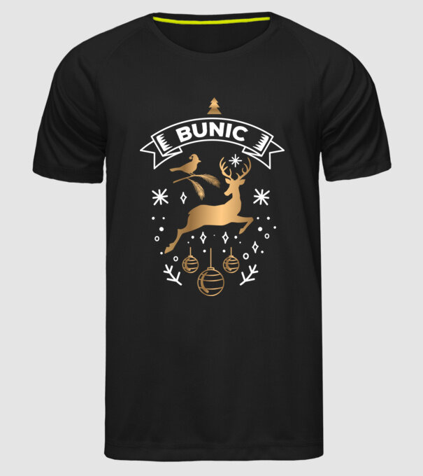 bunic christmas model negru pe tricou