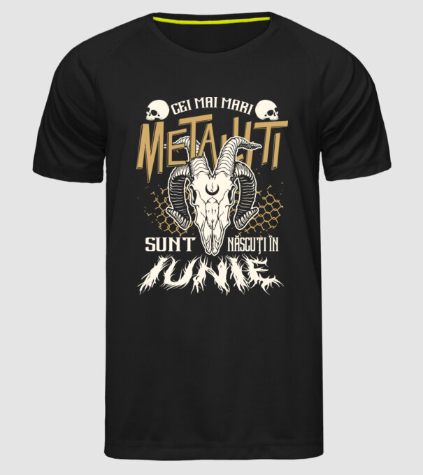 Cei mai mari metaliști sunt născuți în iunie. model negru pe tricou