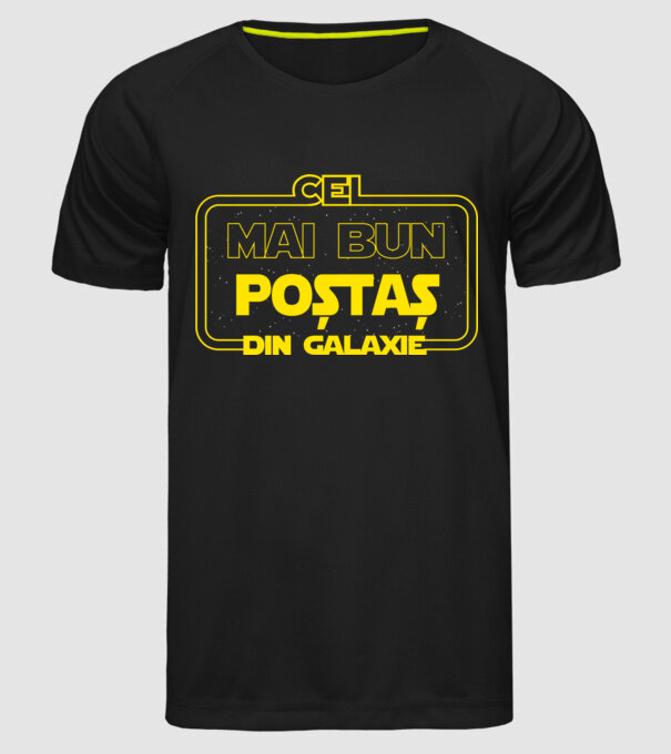 Cel mai bun poștaș din galaxie model negru pe tricou