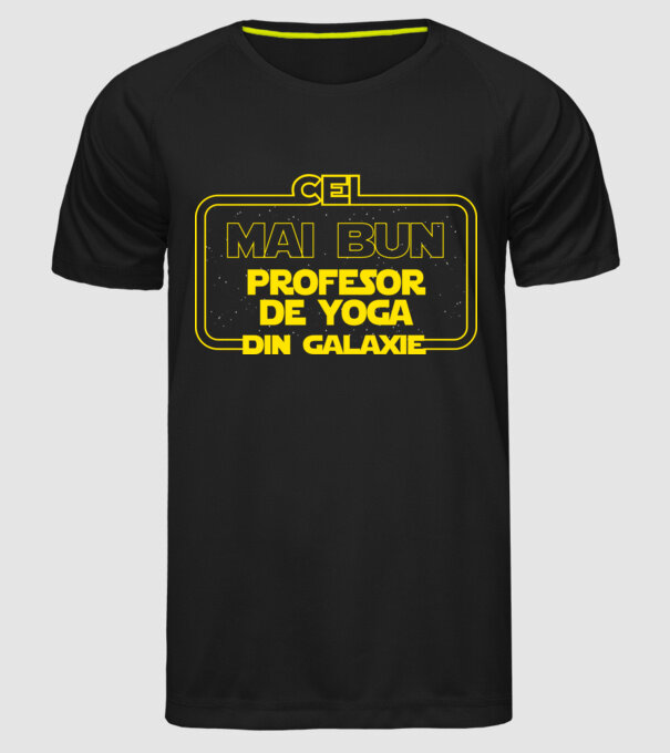 cel mai bun profesor de yoga din galaxie model negru pe tricou