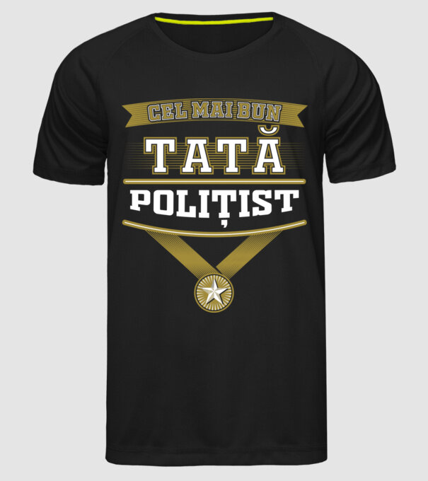 Cel mai bun tată polițist model negru pe tricou