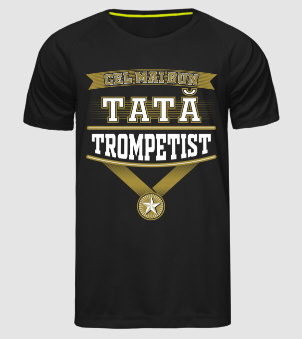 Cel mai bun tată trompetist model negru pe tricou