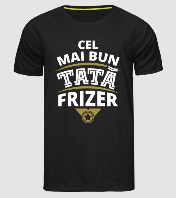 Cel mai bun tată frizer model negru pe tricou