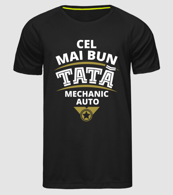 Cel mai bun tată mecanic auto model negru pe tricou