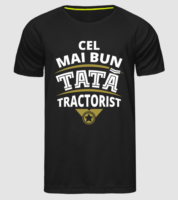 Cel mai bun tată tractorist model negru pe tricou