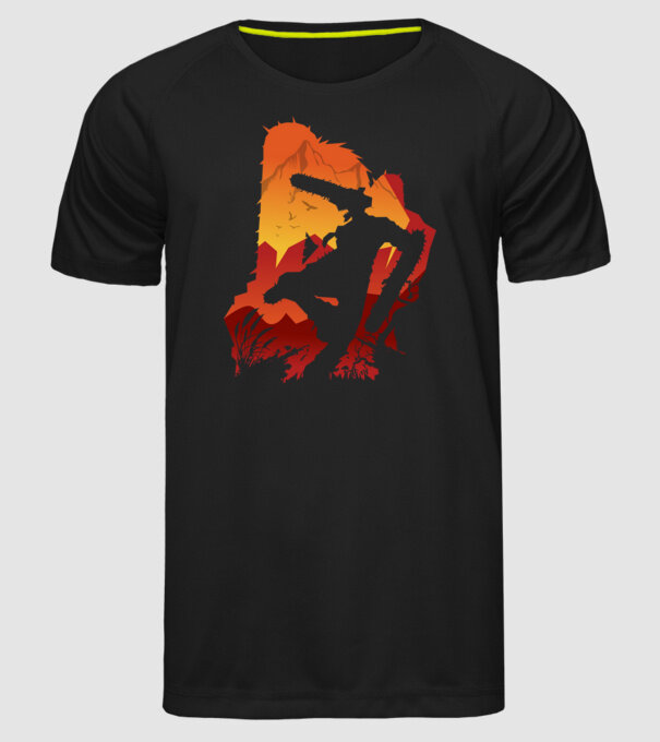 Chainsaw man silhouette model negru pe tricou