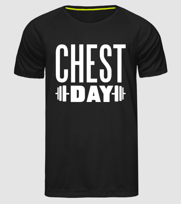 Chest day model negru pe tricou