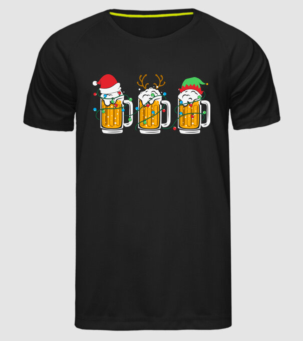 Christmas beer mugs model negru pe tricou