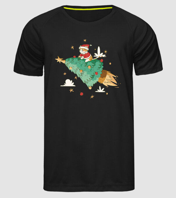 Christmas cat model negru pe tricou