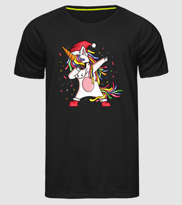 Christmas unicorn dab model negru pe tricou