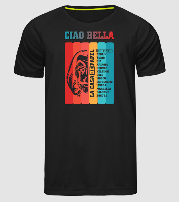 ciao bella retro model negru pe tricou