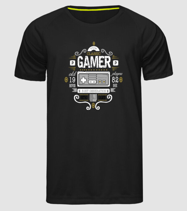 Classic Gamer model negru pe tricou