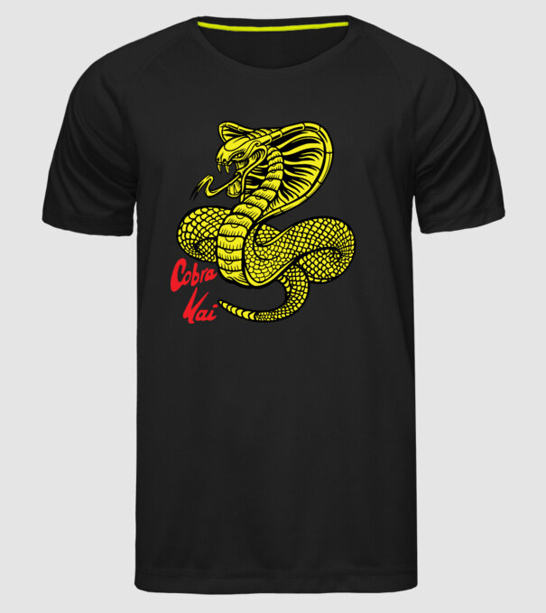 cobra kai logo color model negru pe tricou