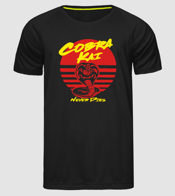 cobra kai sunset logo model negru pe tricou