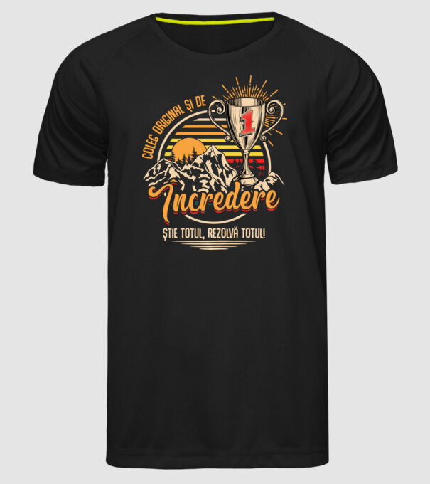 coleg original și de încredere model negru pe tricou