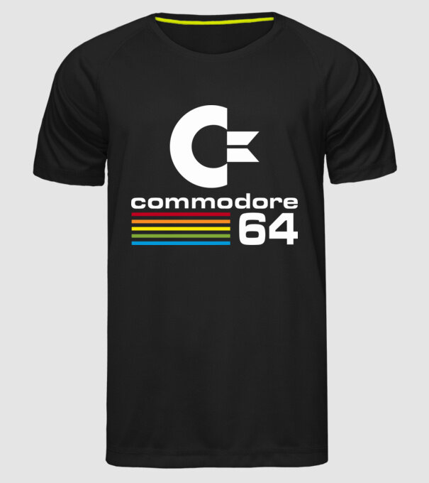 Commodore 64 logo on black model negru pe tricou