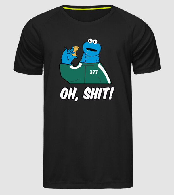 cookie monster squid game parody model negru pe tricou
