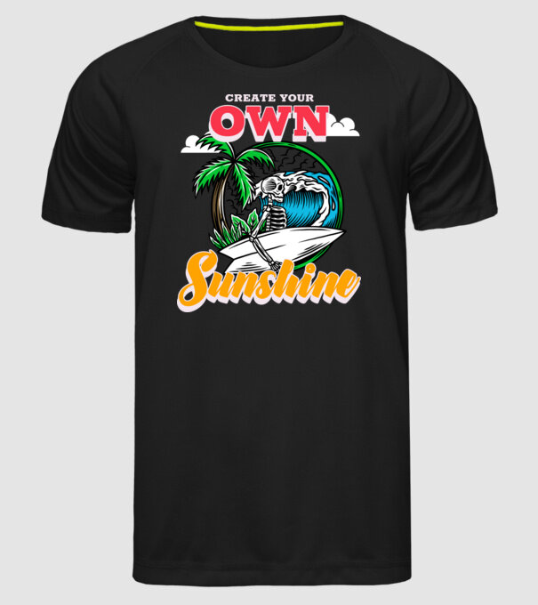 Create your own sunshine surfer skeleton model negru pe tricou