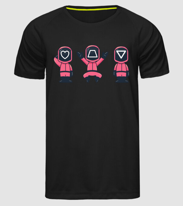 cute squid game toys model negru pe tricou