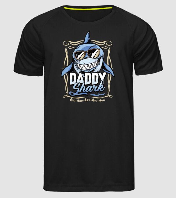 Daddy Shark model negru pe tricou