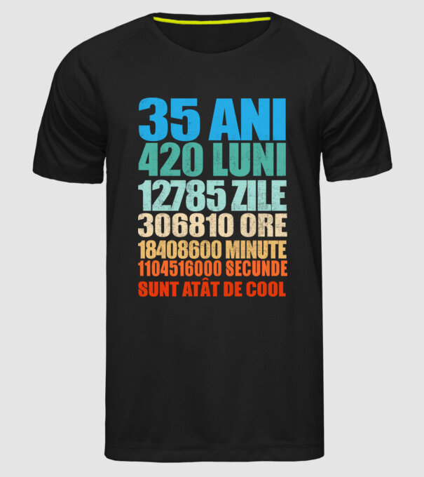 De 35 ani - luni - zile - ore - minute - secunde - sunt atât de cool model negru pe tricou
