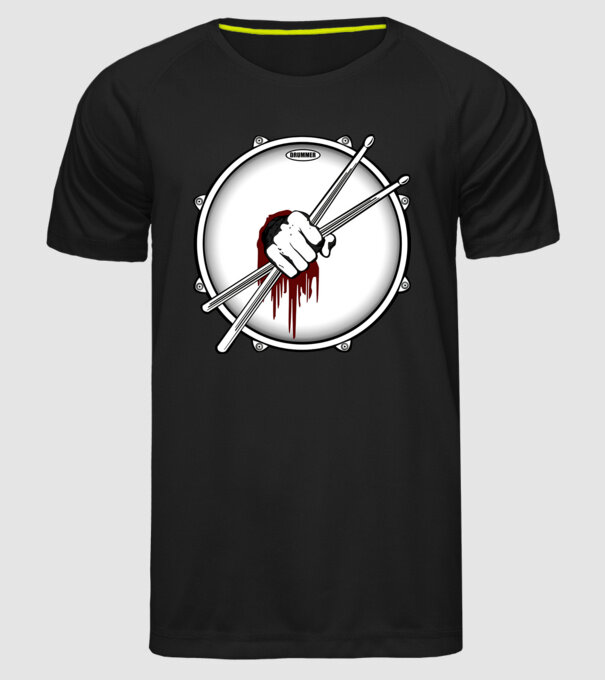 dedicated drummer model negru pe tricou