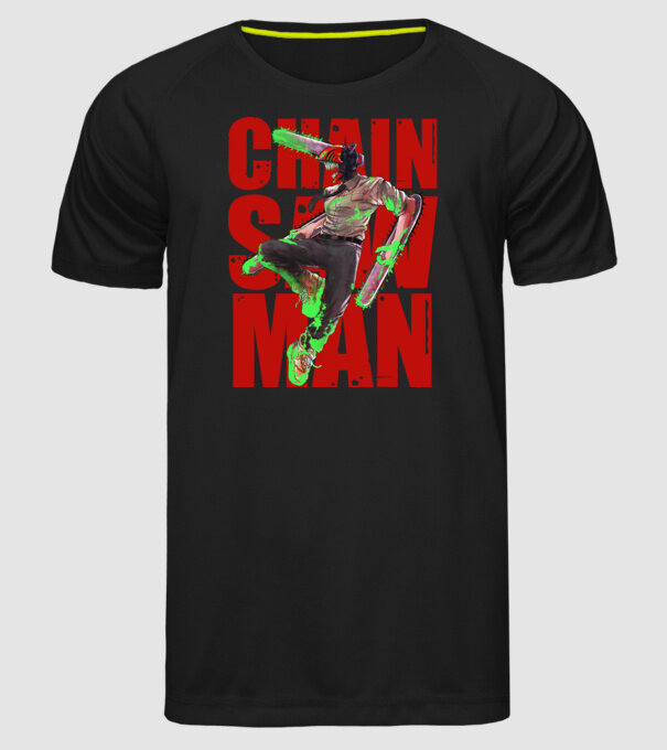 Denji chainsaw man concept model negru pe tricou