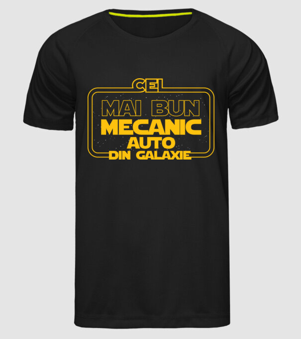 Cel mai bun mecanic auto din galaxie model negru pe tricou