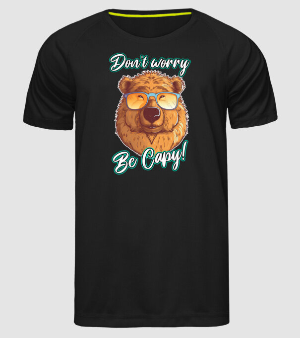 Don't worry be Capy model negru pe tricou