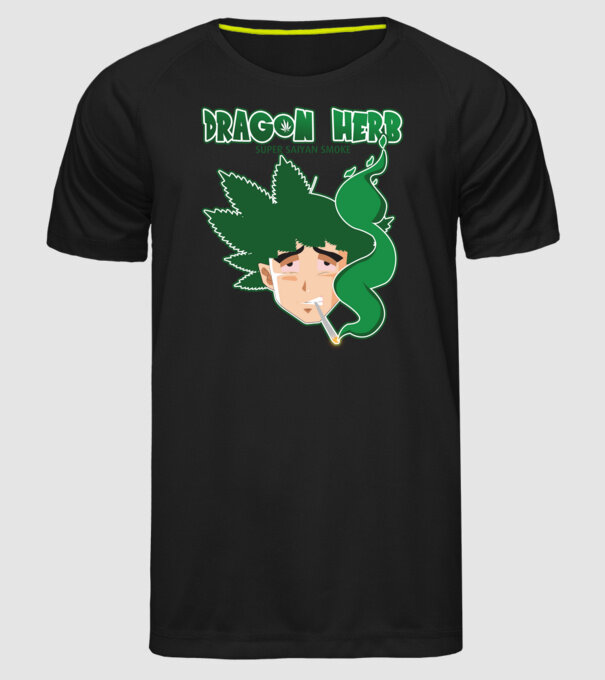 dragon herb smoke model negru pe tricou