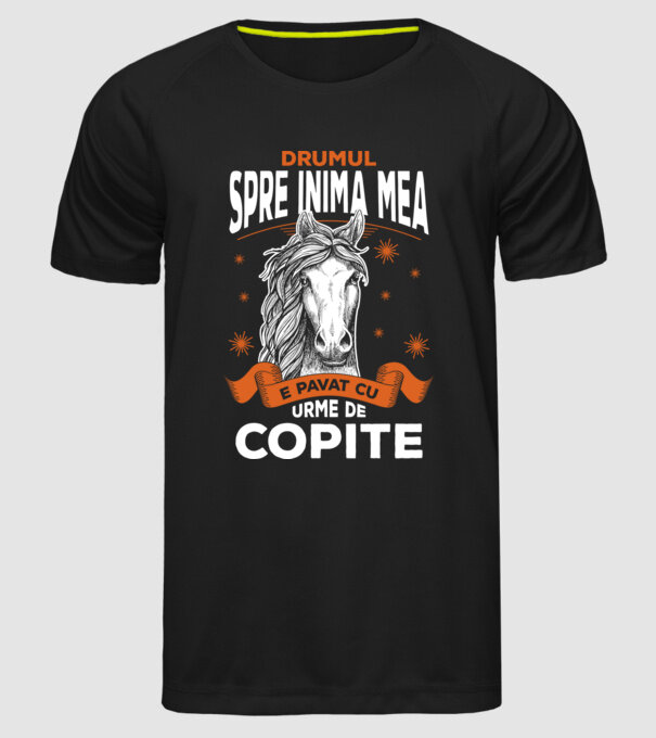 drumul spre inima mea e pavat cu urme de copite model negru pe tricou