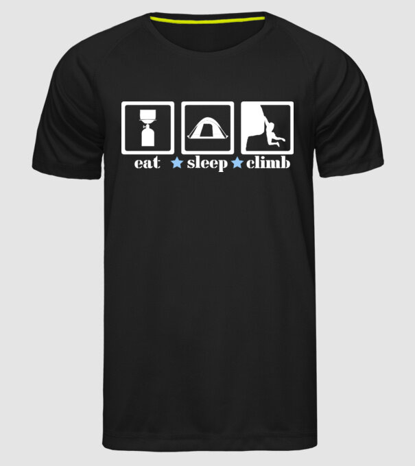 eatsleepclimb2 model negru pe tricou