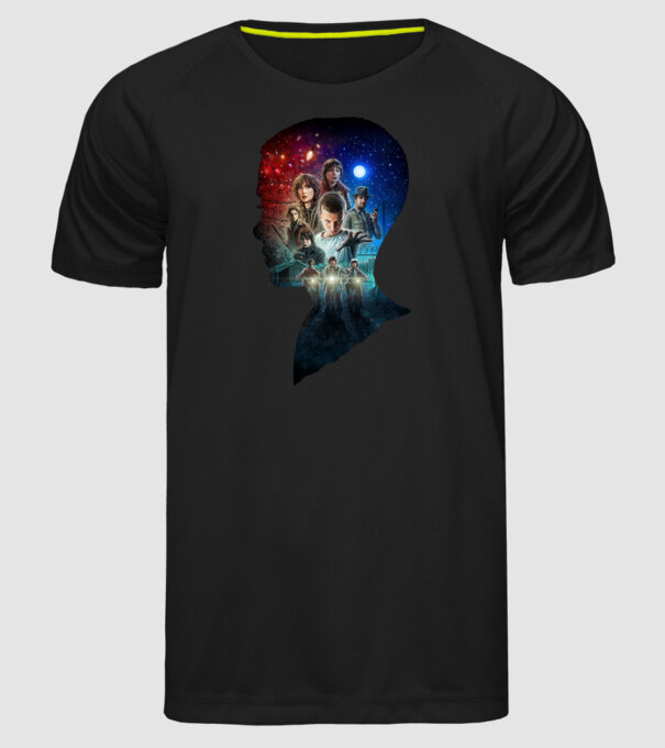 eleven poster head2 model negru pe tricou