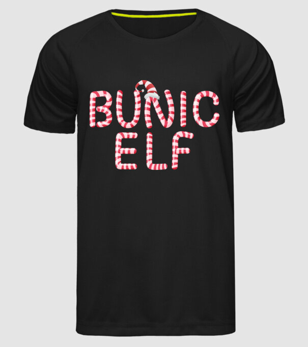 bunic elf model negru pe tricou