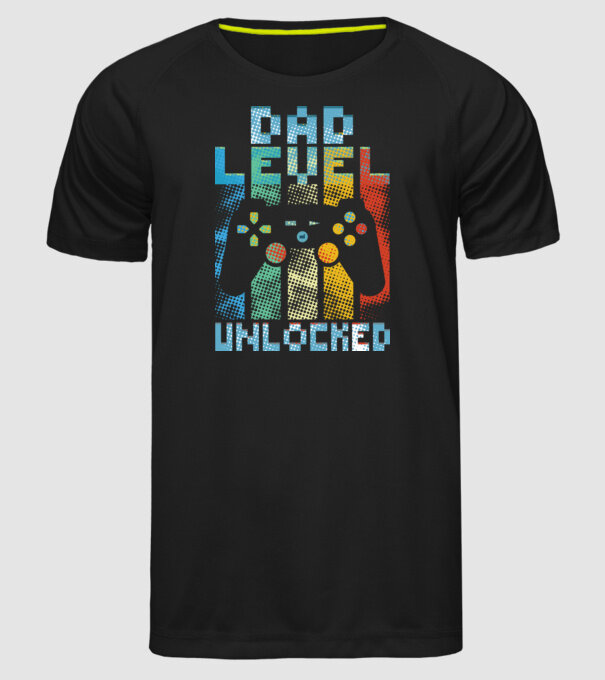 Gamer Dad level unlocked model negru pe tricou