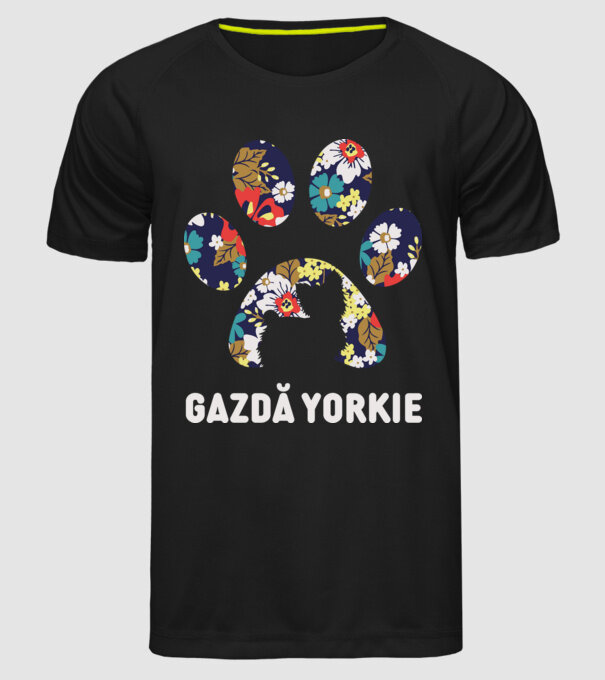 Gazdă Yorkie model negru pe tricou