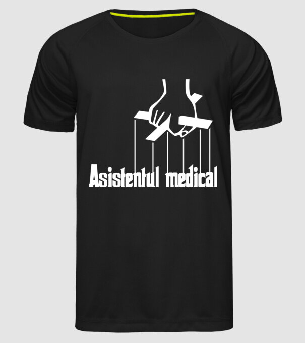 Asistentul medical / Asistenta medicală model negru pe tricou