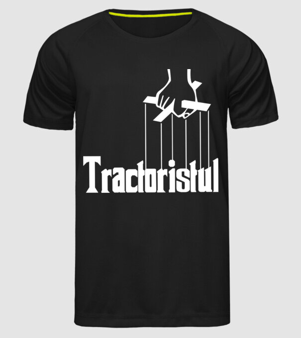 Tractoristul model negru pe tricou