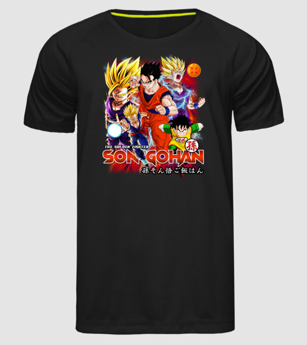 gohan dragonball model negru pe tricou