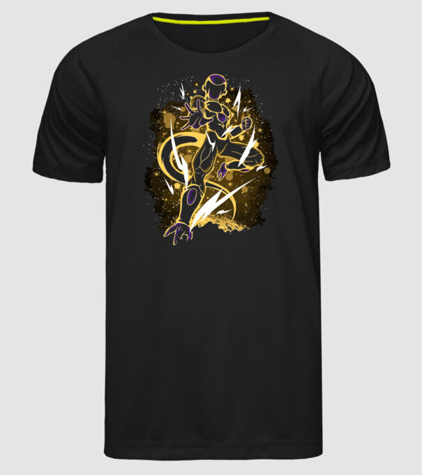 golden freeza dragonball model negru pe tricou