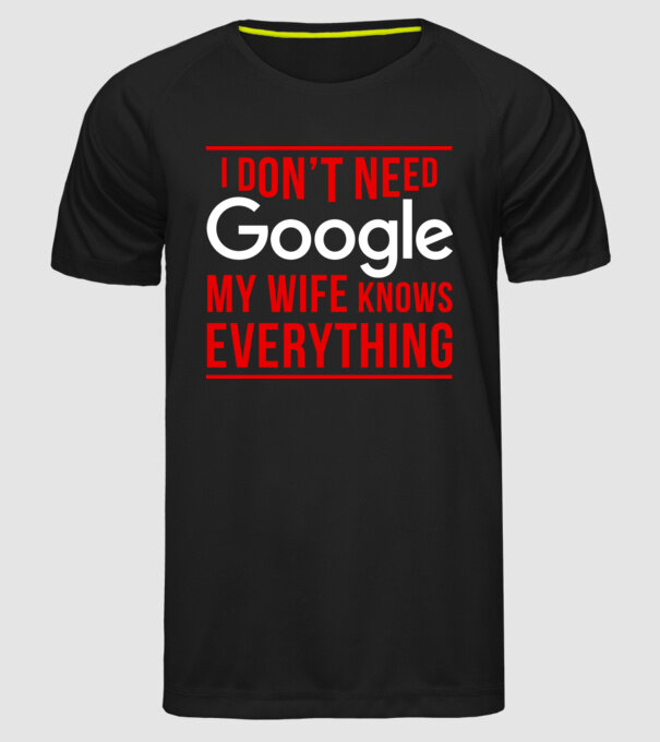 Google wife model negru pe tricou
