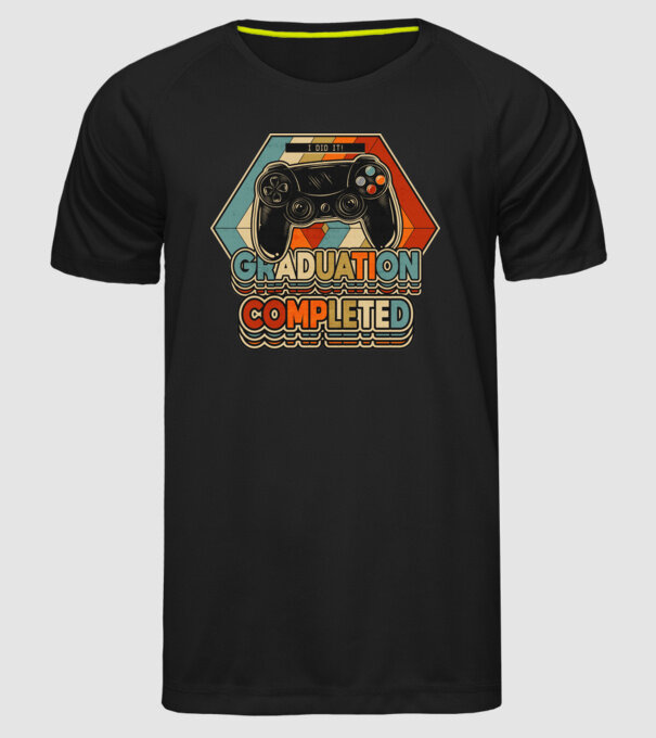 Graduatuion completed retro model negru pe tricou