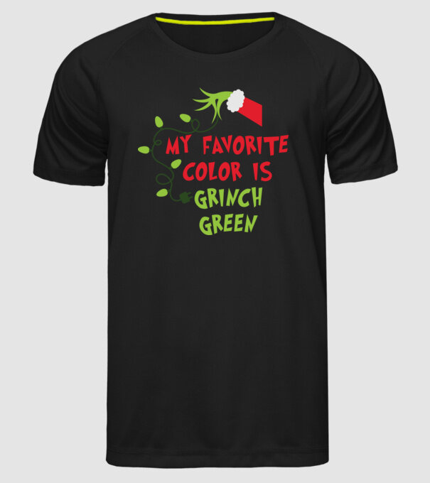 Grinch Green model negru pe tricou