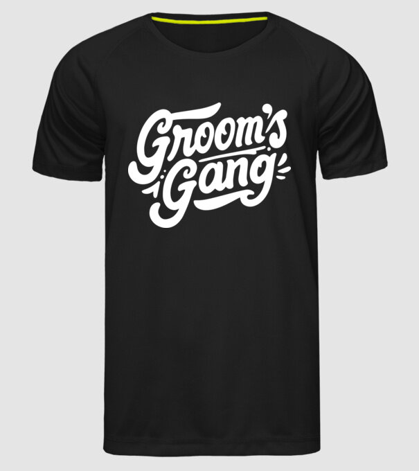 Grooms Gang model negru pe tricou