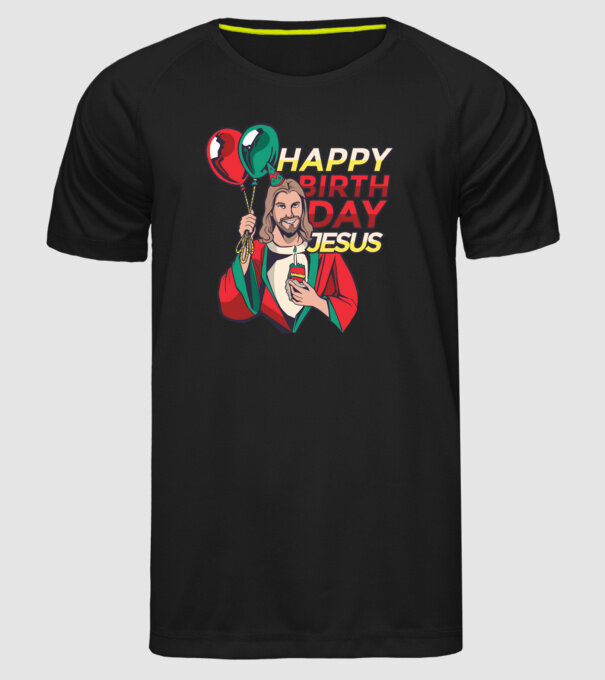 Happy Birtday Jesus! model negru pe tricou